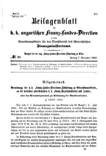 Verordnungsblatt für den Dienstbereich des K.K. Finanzministeriums für die im Reichsrate Vertretenen Königreiche und Länder 18561107 Seite: 1