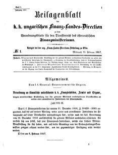 Verordnungsblatt für den Dienstbereich des K.K. Finanzministeriums für die im Reichsrate Vertretenen Königreiche und Länder 18570218 Seite: 1