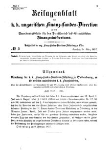 Verordnungsblatt für den Dienstbereich des K.K. Finanzministeriums für die im Reichsrate Vertretenen Königreiche und Länder 18570328 Seite: 1