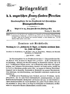 Verordnungsblatt für den Dienstbereich des K.K. Finanzministeriums für die im Reichsrate Vertretenen Königreiche und Länder 18570331 Seite: 1