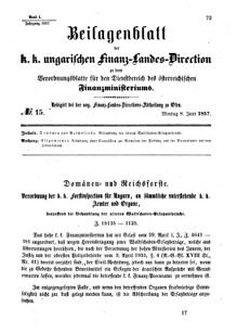 Verordnungsblatt für den Dienstbereich des K.K. Finanzministeriums für die im Reichsrate Vertretenen Königreiche und Länder 18570608 Seite: 1