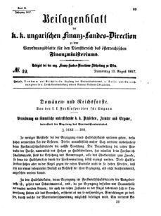 Verordnungsblatt für den Dienstbereich des K.K. Finanzministeriums für die im Reichsrate Vertretenen Königreiche und Länder 18570813 Seite: 1