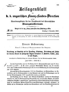 Verordnungsblatt für den Dienstbereich des K.K. Finanzministeriums für die im Reichsrate Vertretenen Königreiche und Länder 18571103 Seite: 1