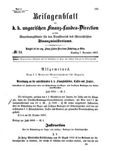 Verordnungsblatt für den Dienstbereich des K.K. Finanzministeriums für die im Reichsrate Vertretenen Königreiche und Länder 18571107 Seite: 1