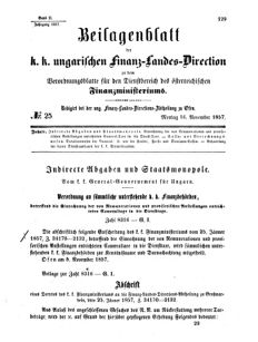 Verordnungsblatt für den Dienstbereich des K.K. Finanzministeriums für die im Reichsrate Vertretenen Königreiche und Länder 18571116 Seite: 1