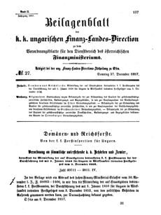 Verordnungsblatt für den Dienstbereich des K.K. Finanzministeriums für die im Reichsrate Vertretenen Königreiche und Länder 18571227 Seite: 1