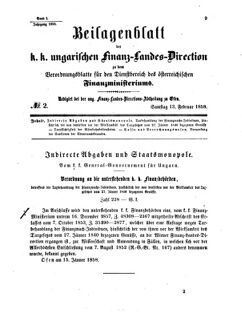 Verordnungsblatt für den Dienstbereich des K.K. Finanzministeriums für die im Reichsrate Vertretenen Königreiche und Länder 18580213 Seite: 1