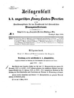 Verordnungsblatt für den Dienstbereich des K.K. Finanzministeriums für die im Reichsrate Vertretenen Königreiche und Länder 18580406 Seite: 1