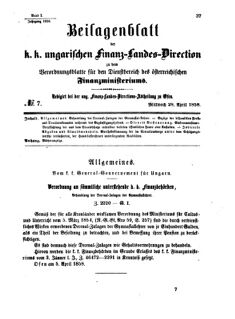 Verordnungsblatt für den Dienstbereich des K.K. Finanzministeriums für die im Reichsrate Vertretenen Königreiche und Länder 18580428 Seite: 1