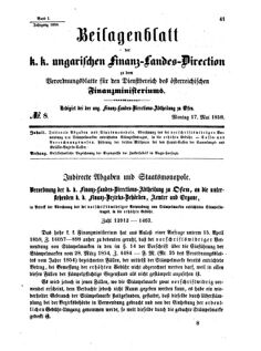 Verordnungsblatt für den Dienstbereich des K.K. Finanzministeriums für die im Reichsrate Vertretenen Königreiche und Länder 18580517 Seite: 1