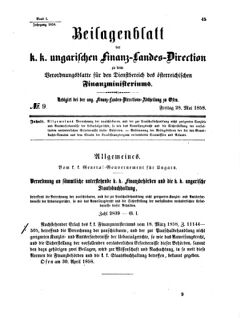 Verordnungsblatt für den Dienstbereich des K.K. Finanzministeriums für die im Reichsrate Vertretenen Königreiche und Länder 18580528 Seite: 1