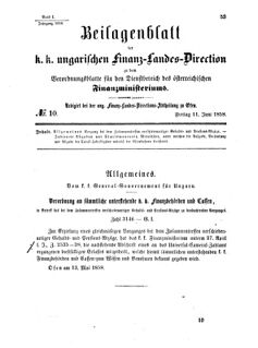 Verordnungsblatt für den Dienstbereich des K.K. Finanzministeriums für die im Reichsrate Vertretenen Königreiche und Länder 18580611 Seite: 1