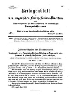 Verordnungsblatt für den Dienstbereich des K.K. Finanzministeriums für die im Reichsrate Vertretenen Königreiche und Länder 18580621 Seite: 1