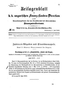 Verordnungsblatt für den Dienstbereich des K.K. Finanzministeriums für die im Reichsrate Vertretenen Königreiche und Länder 18580701 Seite: 1