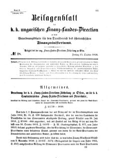 Verordnungsblatt für den Dienstbereich des K.K. Finanzministeriums für die im Reichsrate Vertretenen Königreiche und Länder 18581015 Seite: 1