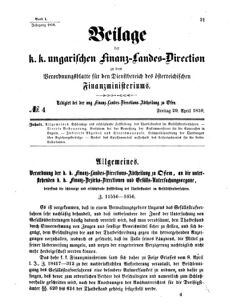 Verordnungsblatt für den Dienstbereich des K.K. Finanzministeriums für die im Reichsrate Vertretenen Königreiche und Länder 18590429 Seite: 1