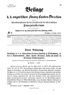 Verordnungsblatt für den Dienstbereich des K.K. Finanzministeriums für die im Reichsrate Vertretenen Königreiche und Länder 18591004 Seite: 1