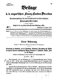 Verordnungsblatt für den Dienstbereich des K.K. Finanzministeriums für die im Reichsrate Vertretenen Königreiche und Länder 18591019 Seite: 1