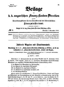 Verordnungsblatt für den Dienstbereich des K.K. Finanzministeriums für die im Reichsrate Vertretenen Königreiche und Länder 18591107 Seite: 1