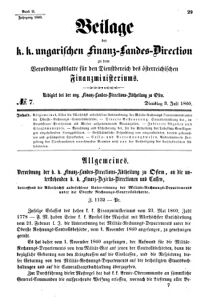 Verordnungsblatt für den Dienstbereich des K.K. Finanzministeriums für die im Reichsrate Vertretenen Königreiche und Länder 18600703 Seite: 1