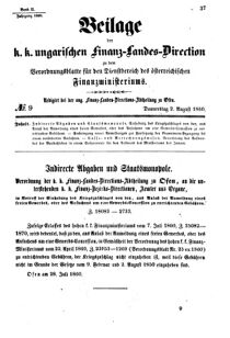 Verordnungsblatt für den Dienstbereich des K.K. Finanzministeriums für die im Reichsrate Vertretenen Königreiche und Länder 18600802 Seite: 1