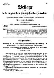 Verordnungsblatt für den Dienstbereich des K.K. Finanzministeriums für die im Reichsrate Vertretenen Königreiche und Länder 18600823 Seite: 1