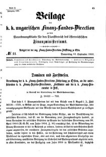 Verordnungsblatt für den Dienstbereich des K.K. Finanzministeriums für die im Reichsrate Vertretenen Königreiche und Länder 18600913 Seite: 1