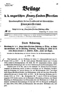 Verordnungsblatt für den Dienstbereich des K.K. Finanzministeriums für die im Reichsrate Vertretenen Königreiche und Länder 18601018 Seite: 1