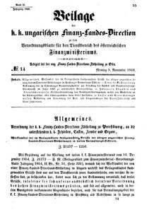 Verordnungsblatt für den Dienstbereich des K.K. Finanzministeriums für die im Reichsrate Vertretenen Königreiche und Länder 18601105 Seite: 1