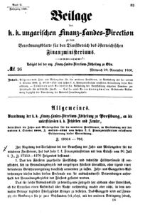 Verordnungsblatt für den Dienstbereich des K.K. Finanzministeriums für die im Reichsrate Vertretenen Königreiche und Länder 18601128 Seite: 1