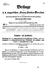 Verordnungsblatt für den Dienstbereich des K.K. Finanzministeriums für die im Reichsrate Vertretenen Königreiche und Länder 18601219 Seite: 1