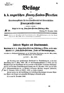 Verordnungsblatt für den Dienstbereich des K.K. Finanzministeriums für die im Reichsrate Vertretenen Königreiche und Länder 18601230 Seite: 1