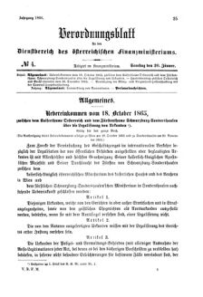 Verordnungsblatt für den Dienstbereich des K.K. Finanzministeriums für die im Reichsrate Vertretenen Königreiche und Länder 18660120 Seite: 1