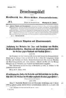 Verordnungsblatt für den Dienstbereich des K.K. Finanzministeriums für die im Reichsrate Vertretenen Königreiche und Länder 18660122 Seite: 1