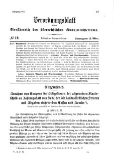 Verordnungsblatt für den Dienstbereich des K.K. Finanzministeriums für die im Reichsrate Vertretenen Königreiche und Länder