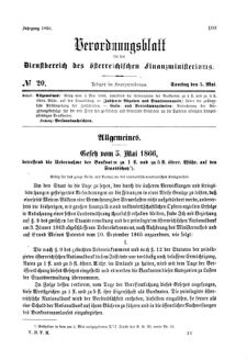 Verordnungsblatt für den Dienstbereich des K.K. Finanzministeriums für die im Reichsrate Vertretenen Königreiche und Länder 18660505 Seite: 1