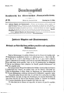 Verordnungsblatt für den Dienstbereich des K.K. Finanzministeriums für die im Reichsrate Vertretenen Königreiche und Länder