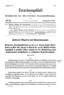 Verordnungsblatt für den Dienstbereich des K.K. Finanzministeriums für die im Reichsrate Vertretenen Königreiche und Länder