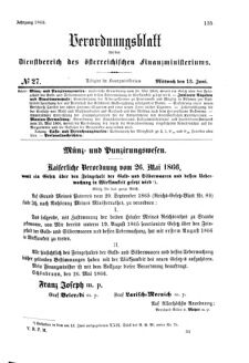 Verordnungsblatt für den Dienstbereich des K.K. Finanzministeriums für die im Reichsrate Vertretenen Königreiche und Länder