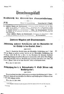 Verordnungsblatt für den Dienstbereich des K.K. Finanzministeriums für die im Reichsrate Vertretenen Königreiche und Länder 18660802 Seite: 1