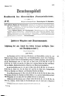 Verordnungsblatt für den Dienstbereich des K.K. Finanzministeriums für die im Reichsrate Vertretenen Königreiche und Länder 18660913 Seite: 1