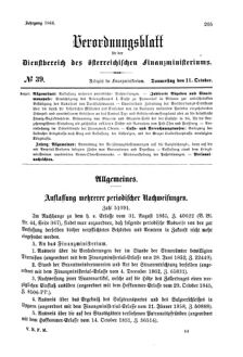 Verordnungsblatt für den Dienstbereich des K.K. Finanzministeriums für die im Reichsrate Vertretenen Königreiche und Länder 18661011 Seite: 1