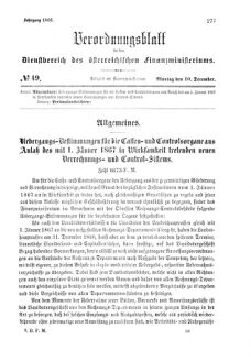 Verordnungsblatt für den Dienstbereich des K.K. Finanzministeriums für die im Reichsrate Vertretenen Königreiche und Länder 18661210 Seite: 1