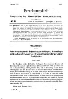 Verordnungsblatt für den Dienstbereich des K.K. Finanzministeriums für die im Reichsrate Vertretenen Königreiche und Länder 18661214 Seite: 1