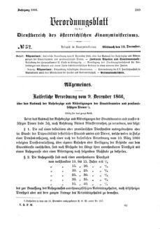 Verordnungsblatt für den Dienstbereich des K.K. Finanzministeriums für die im Reichsrate Vertretenen Königreiche und Länder 18661219 Seite: 1