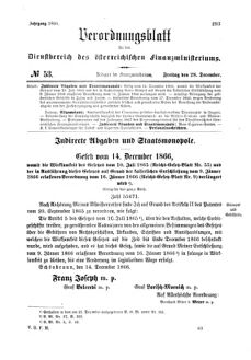 Verordnungsblatt für den Dienstbereich des K.K. Finanzministeriums für die im Reichsrate Vertretenen Königreiche und Länder 18661228 Seite: 1