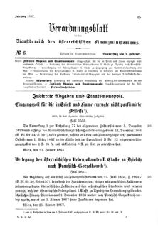 Verordnungsblatt für den Dienstbereich des K.K. Finanzministeriums für die im Reichsrate Vertretenen Königreiche und Länder 18670207 Seite: 1