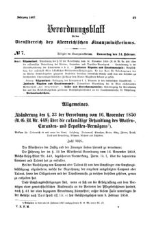 Verordnungsblatt für den Dienstbereich des K.K. Finanzministeriums für die im Reichsrate Vertretenen Königreiche und Länder