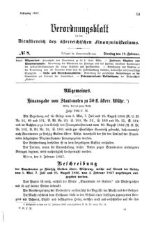 Verordnungsblatt für den Dienstbereich des K.K. Finanzministeriums für die im Reichsrate Vertretenen Königreiche und Länder