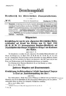 Verordnungsblatt für den Dienstbereich des K.K. Finanzministeriums für die im Reichsrate Vertretenen Königreiche und Länder